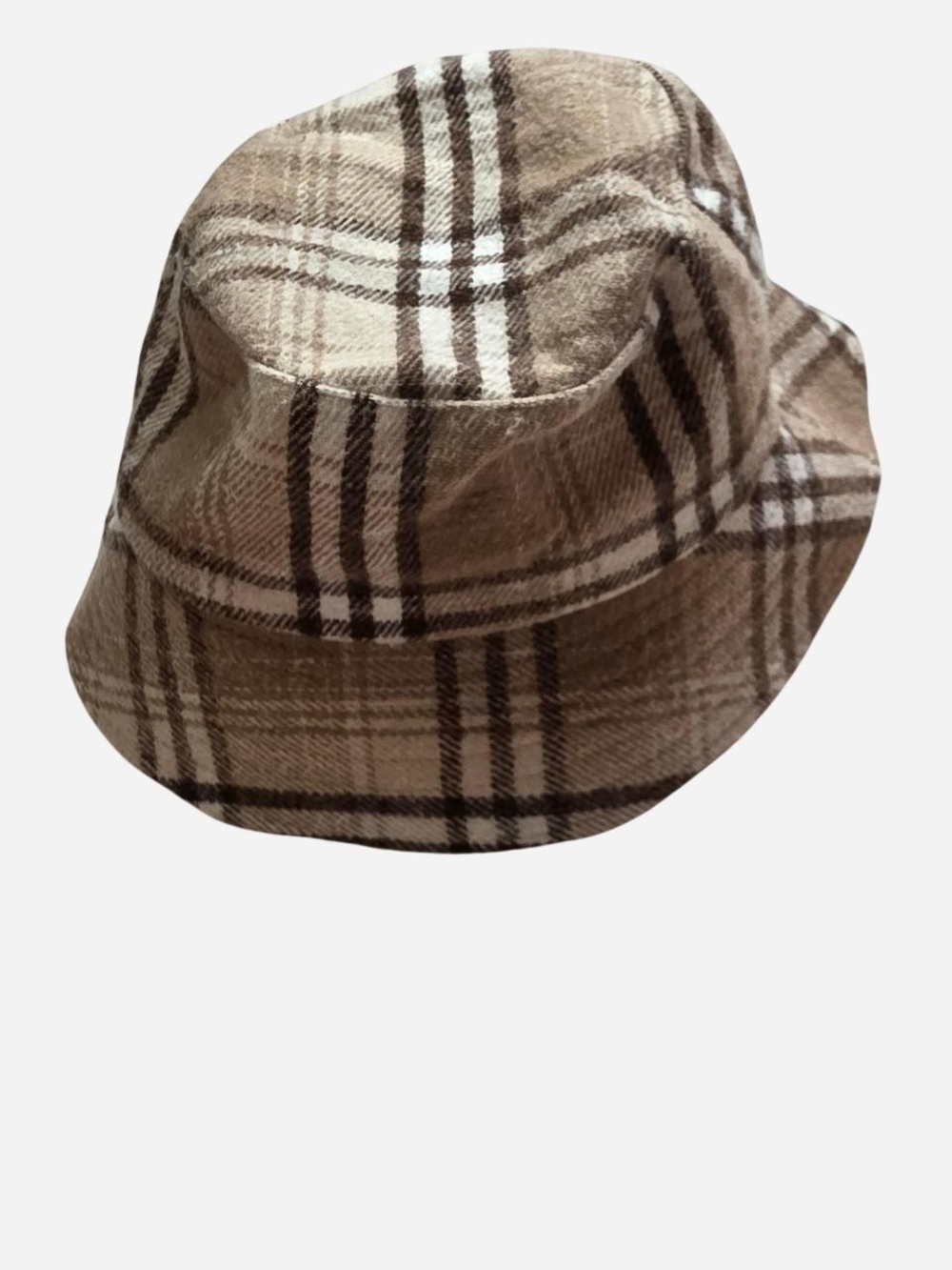 Vintage Beige and Brown Plaid Bucket Hat